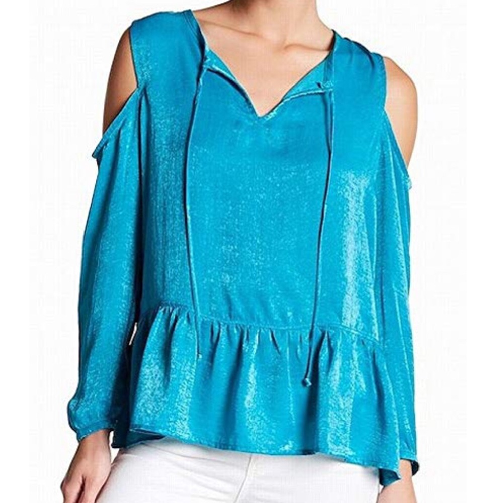 NWT HARLOWE & GRAHAM Cold Shoulder Peplum …